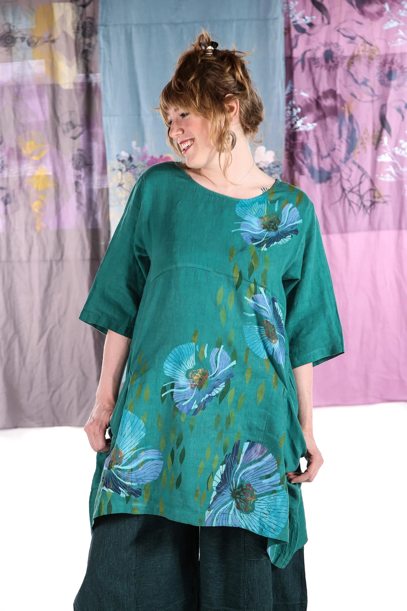 2270-Spring Linen Urchin Tunic Cadmium-P-morning glory