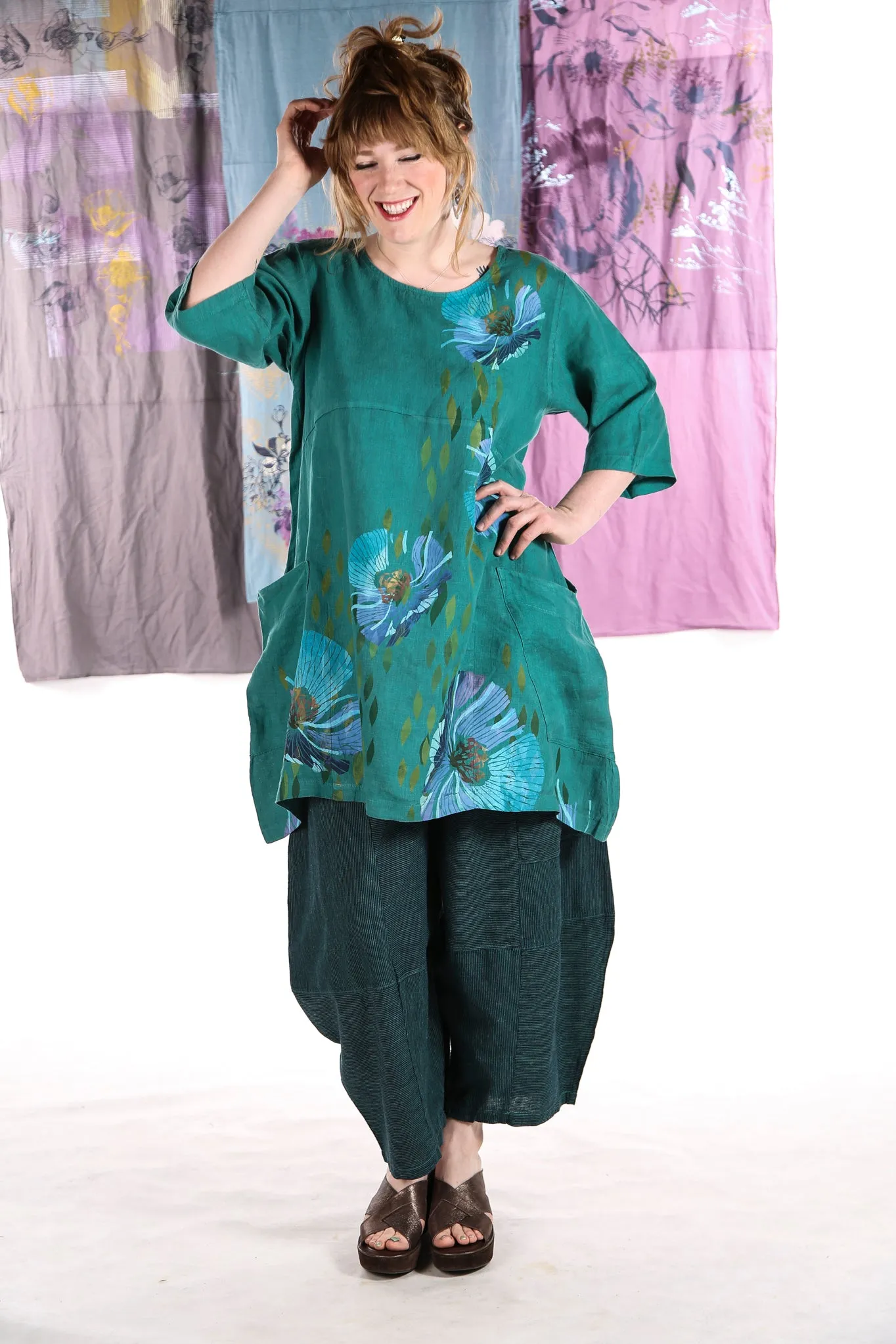 2270-Spring Linen Urchin Tunic Cadmium-P-morning glory