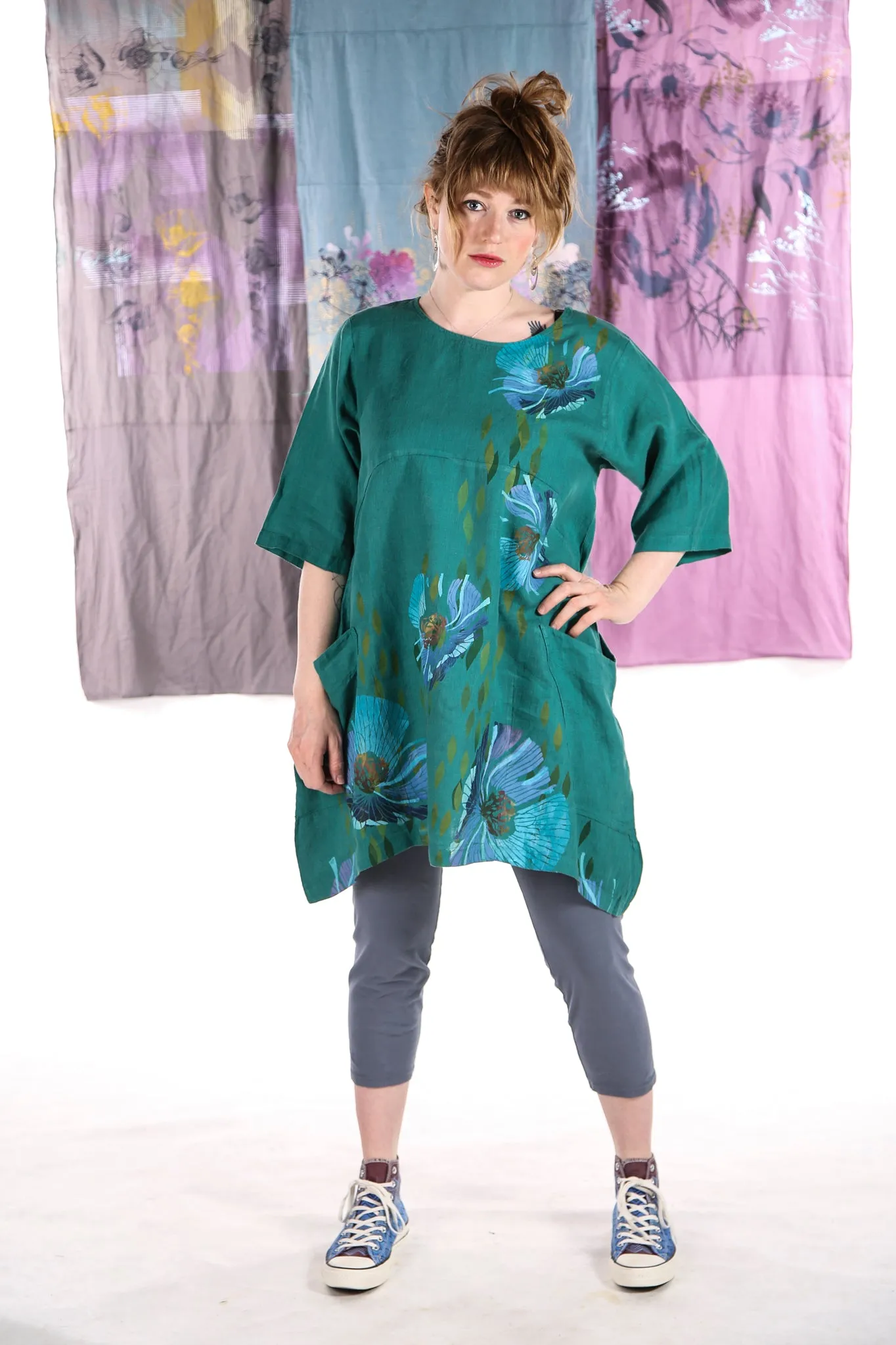 2270-Spring Linen Urchin Tunic Cadmium-P-morning glory