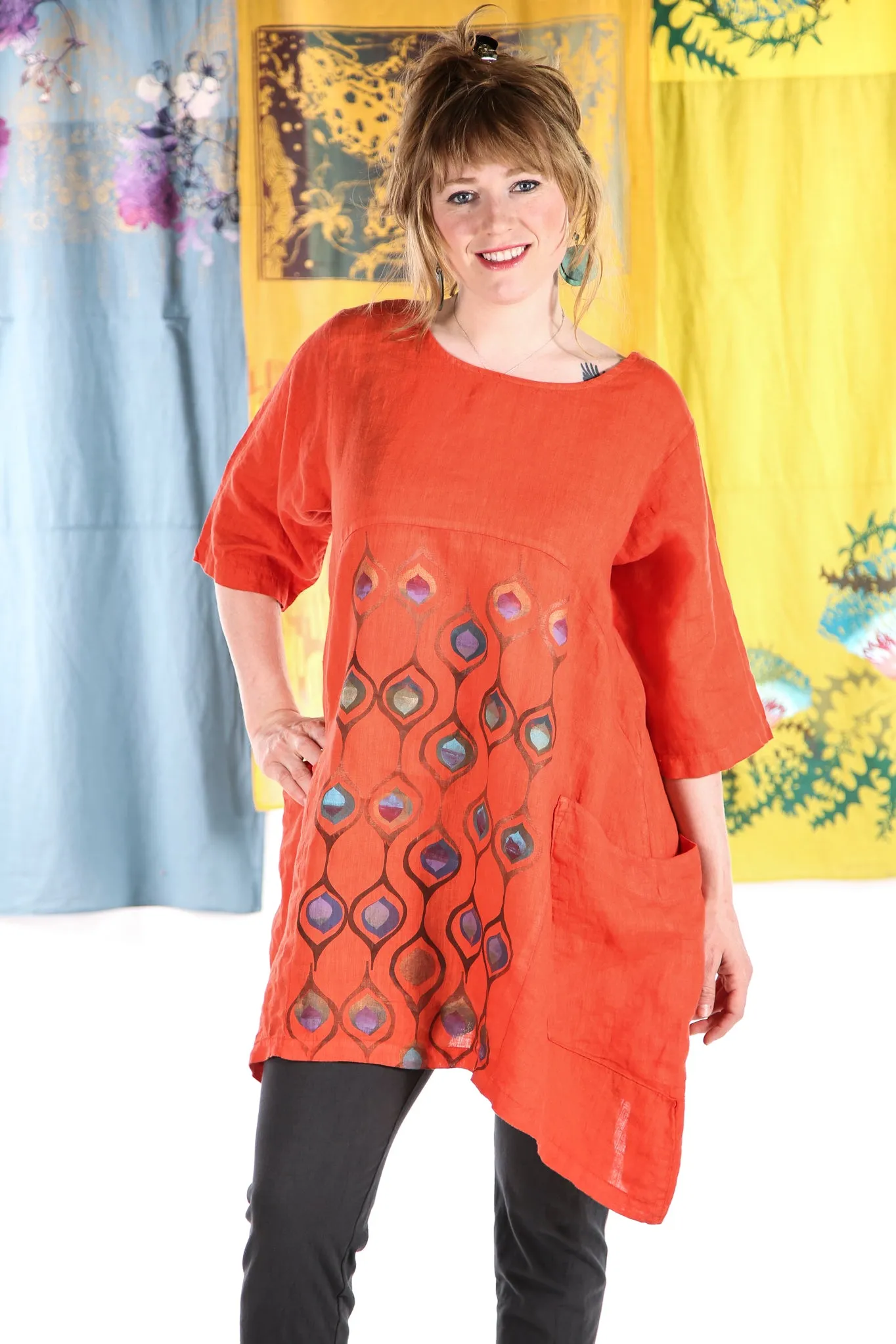2270-Spring Linen Urchin Tunic Saffron-P