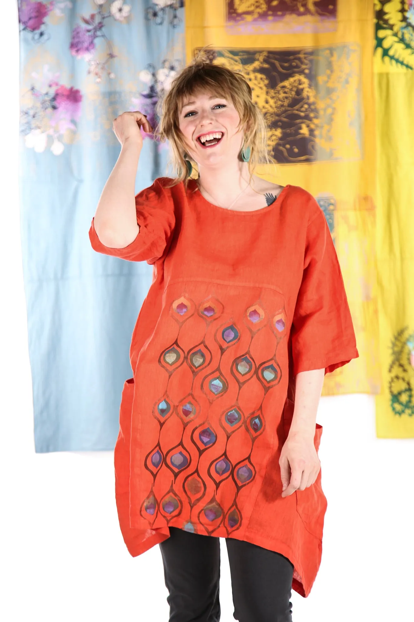 2270-Spring Linen Urchin Tunic Saffron-P