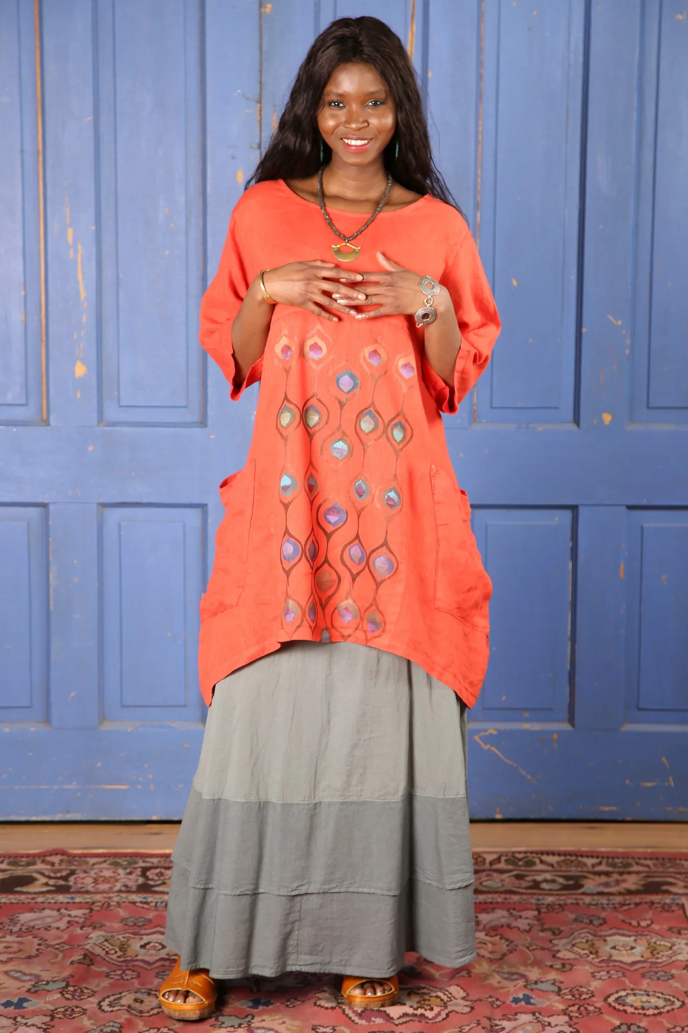2270-Spring Linen Urchin Tunic Saffron-P
