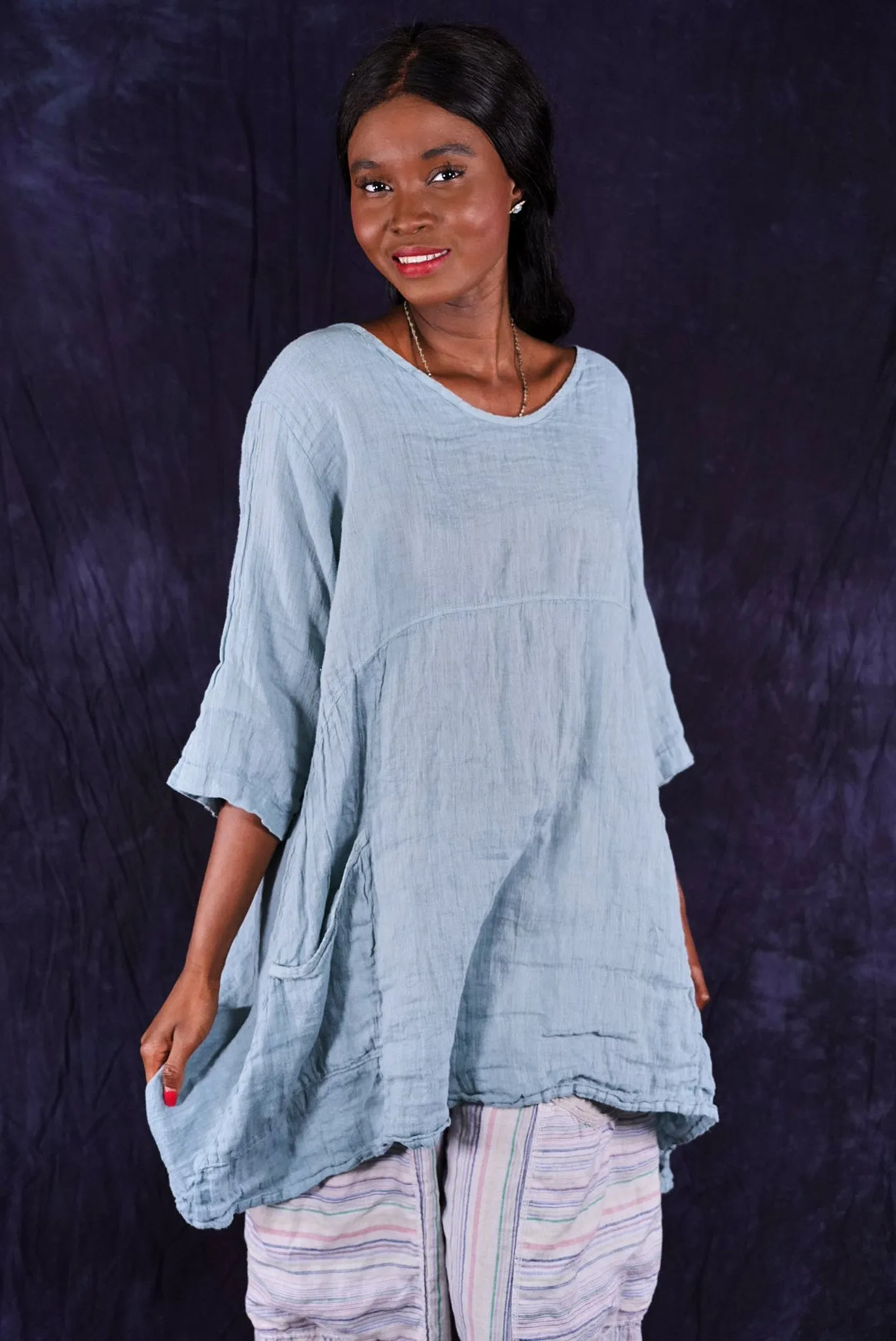 2315 Linen Zen Tunic Early Sky