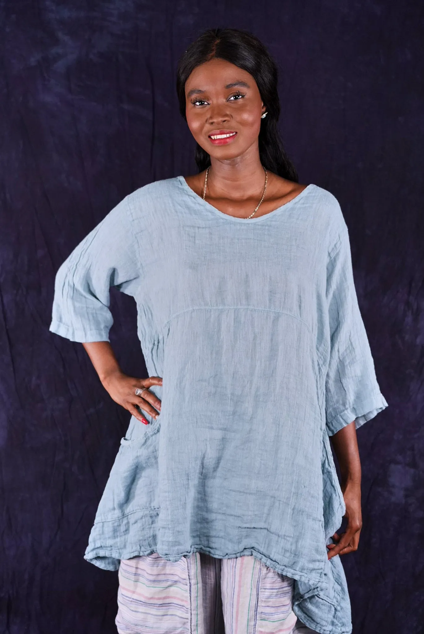 2315 Linen Zen Tunic Early Sky