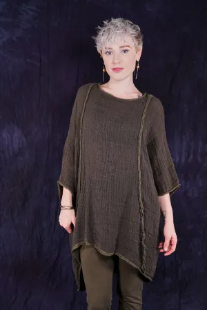 2364 Textured Summer Hi Lo Tunic Earth