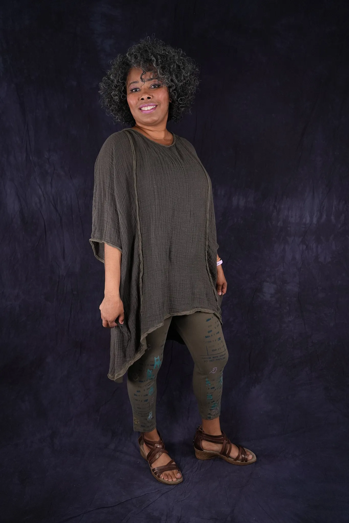 2364 Textured Summer Hi Lo Tunic Earth
