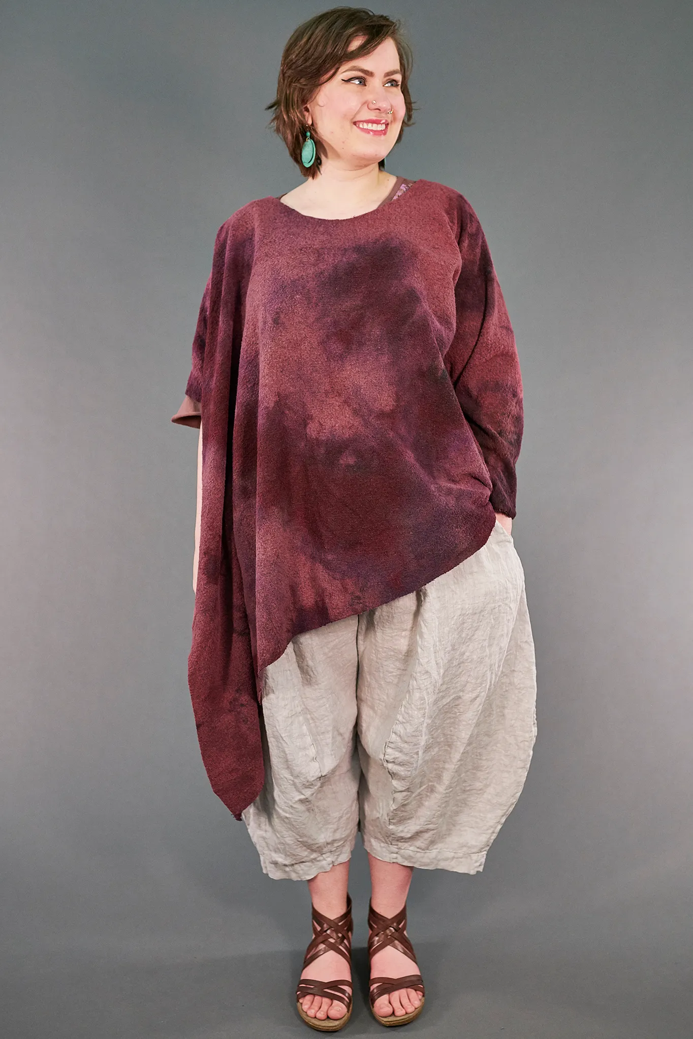 3187 3D Linen Crop Fog-U