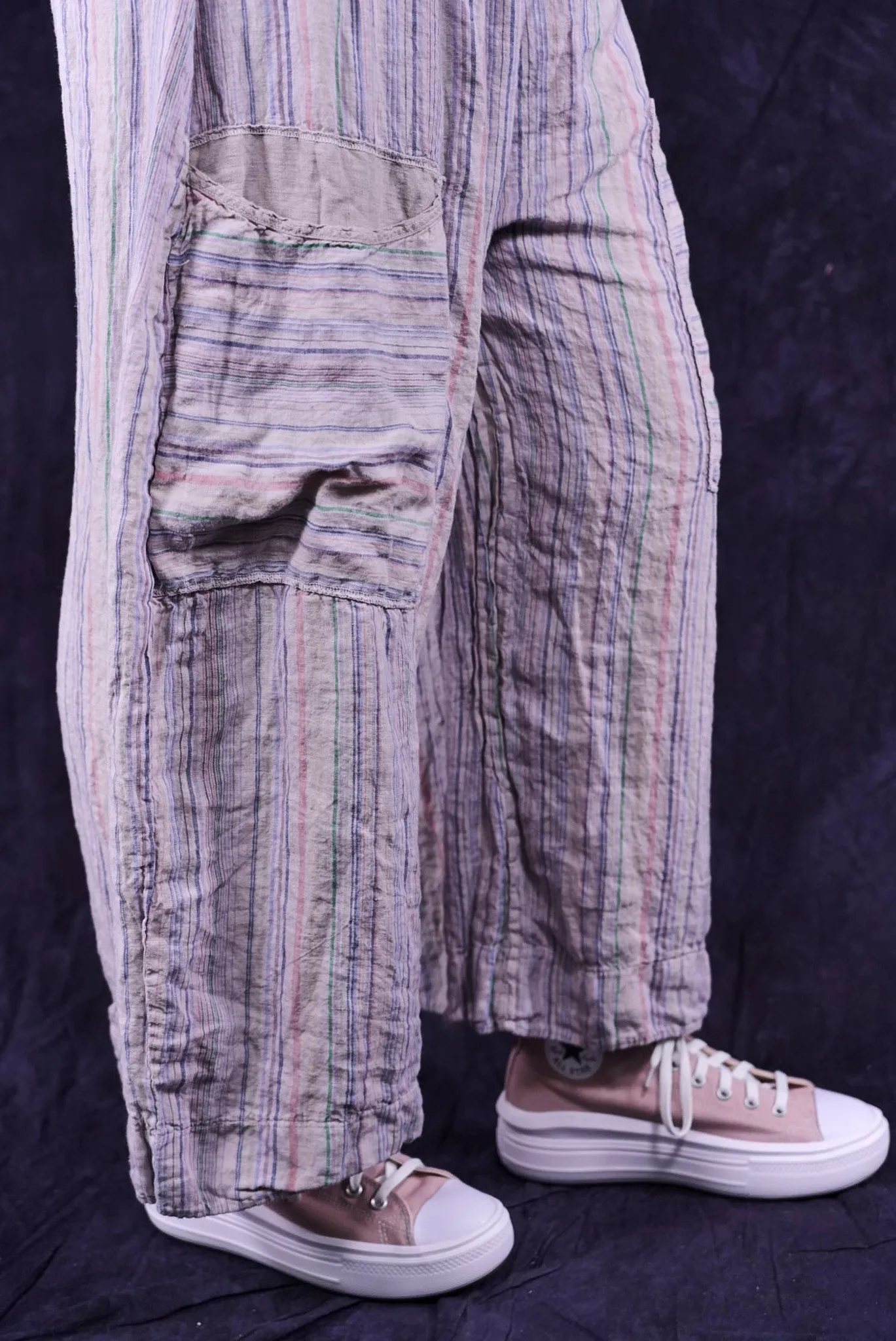 3240 Multi Stripe Linen Mojo Pant Rice Paper