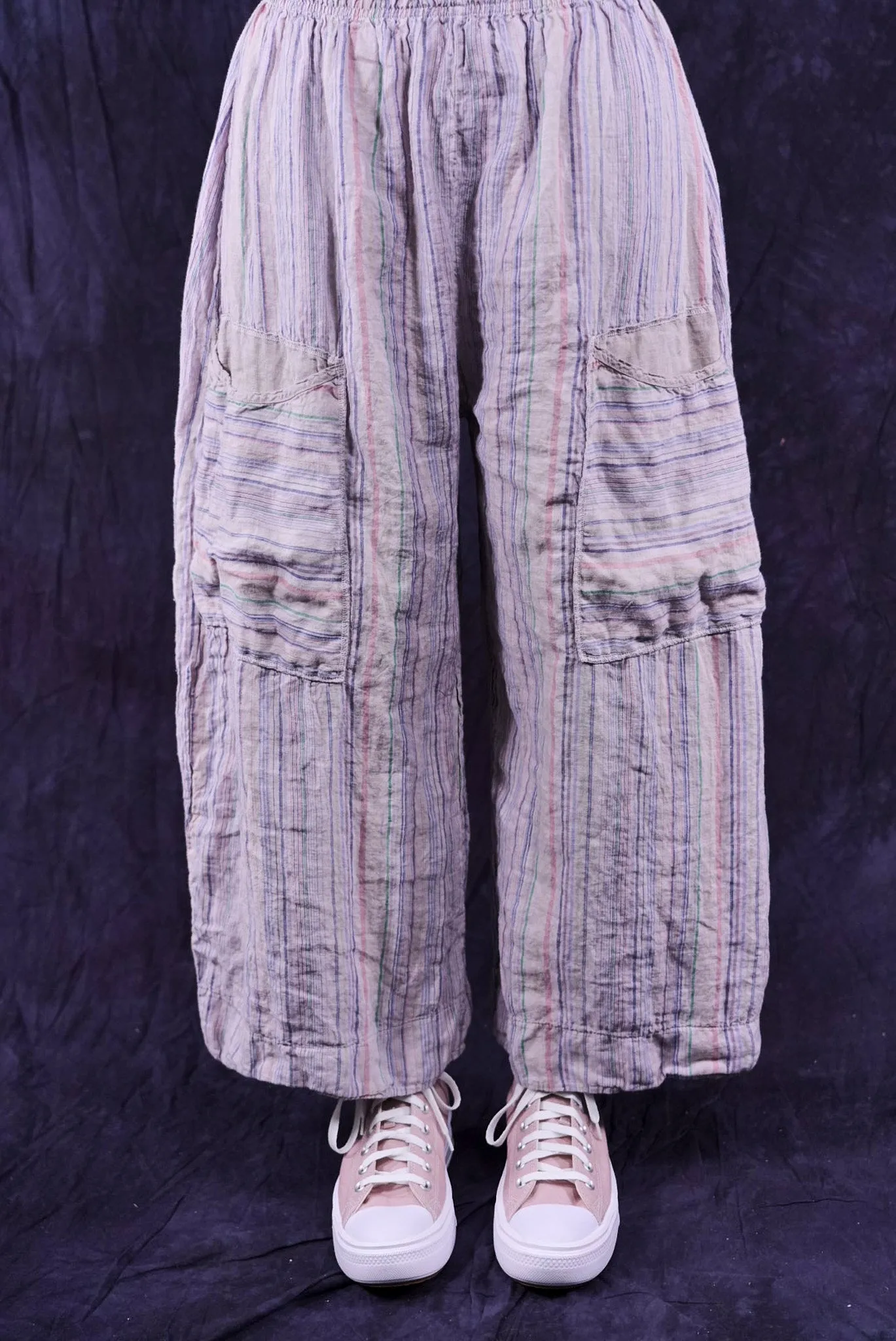 3240 Multi Stripe Linen Mojo Pant Rice Paper