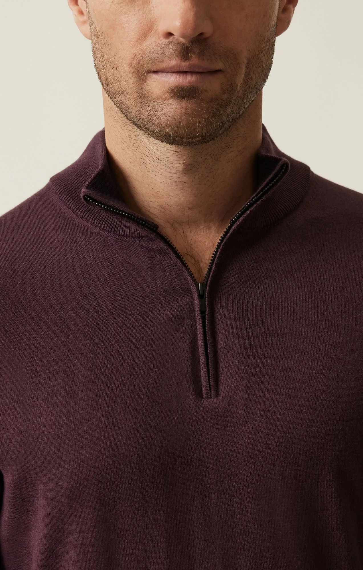 34 Heritage Quater Zip Sweater Burgundy