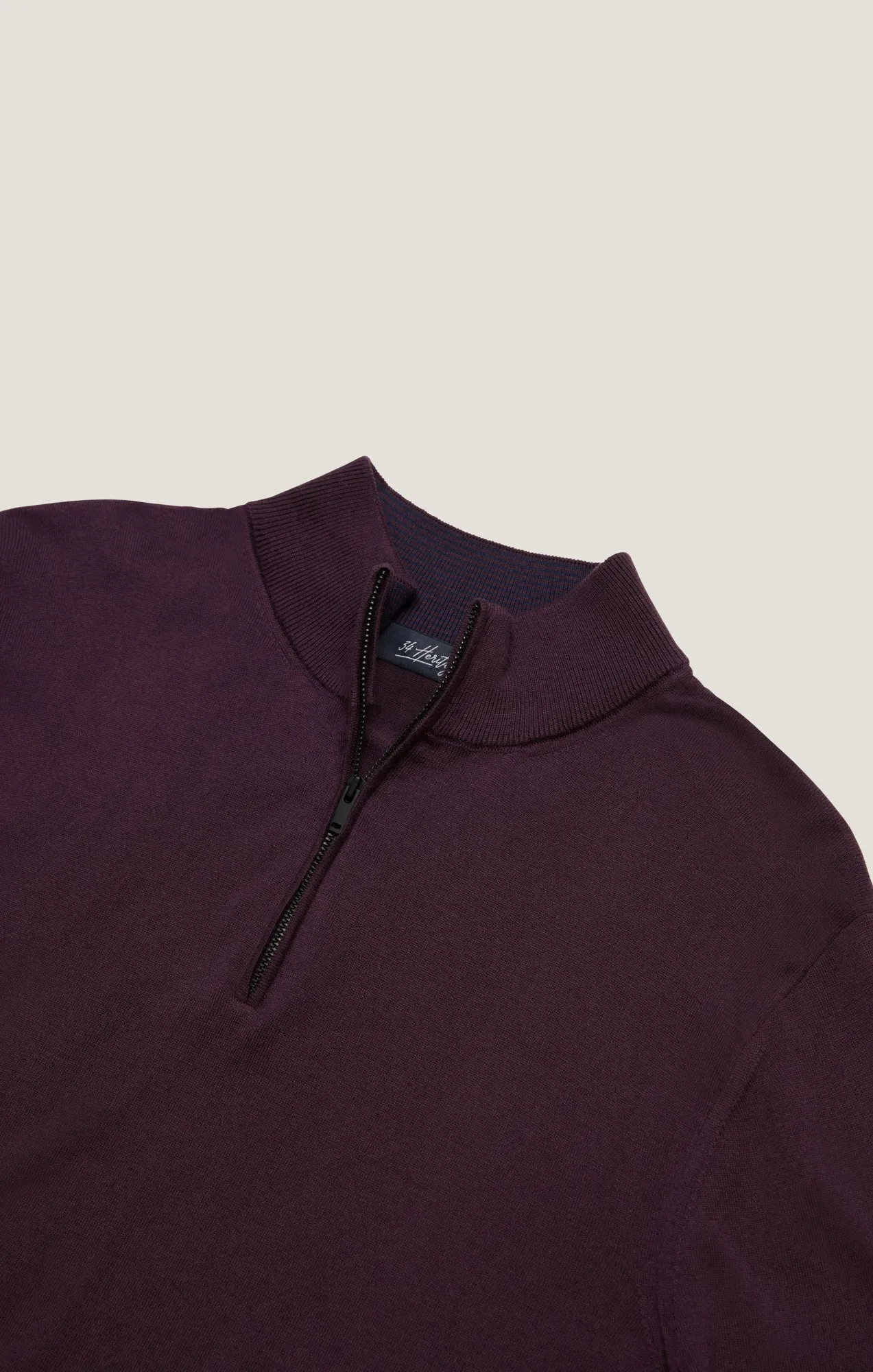 34 Heritage Quater Zip Sweater Burgundy