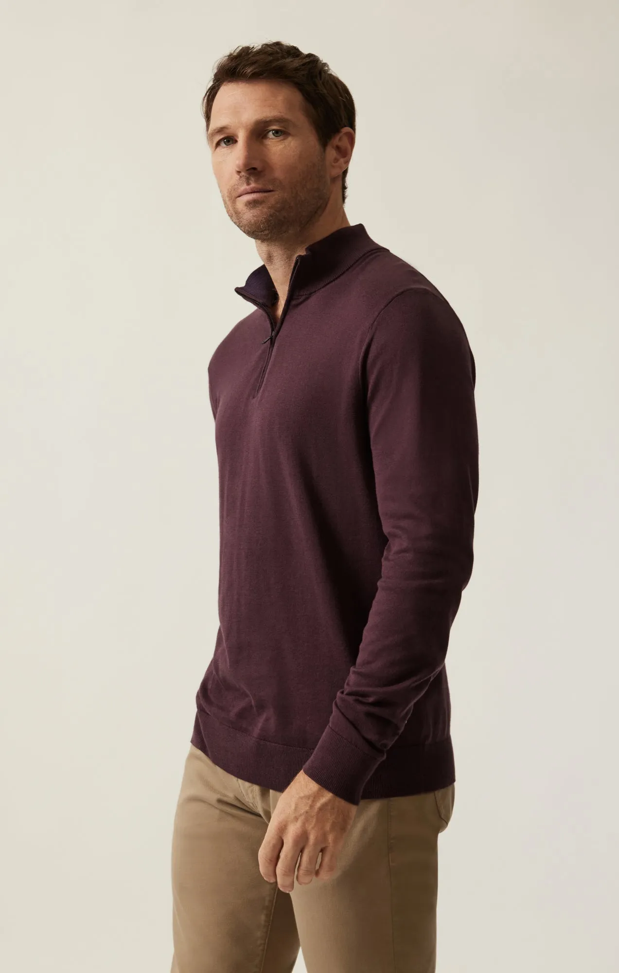 34 Heritage Quater Zip Sweater Burgundy