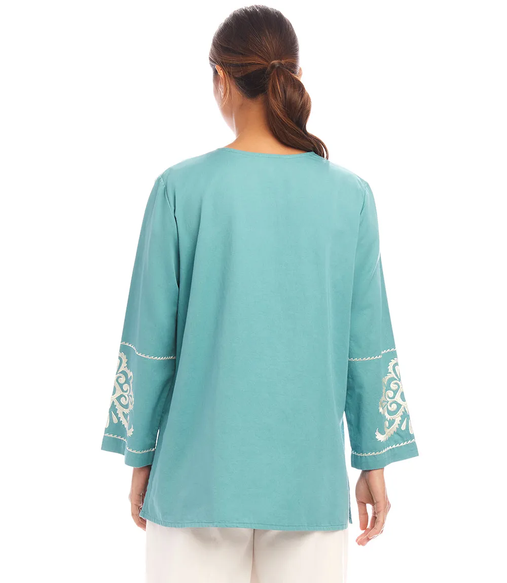 3/4 Sleeve Embroidered Tunic