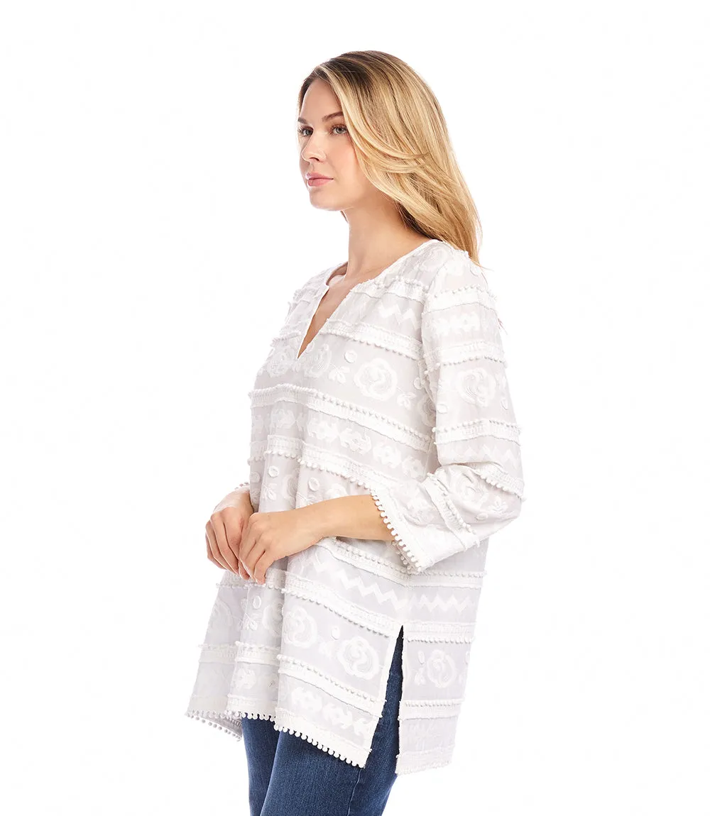 3/4 Sleeve Embroidered Tunic