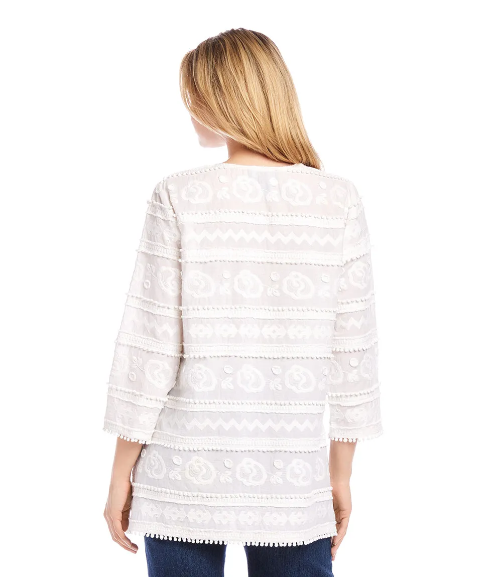 3/4 Sleeve Embroidered Tunic