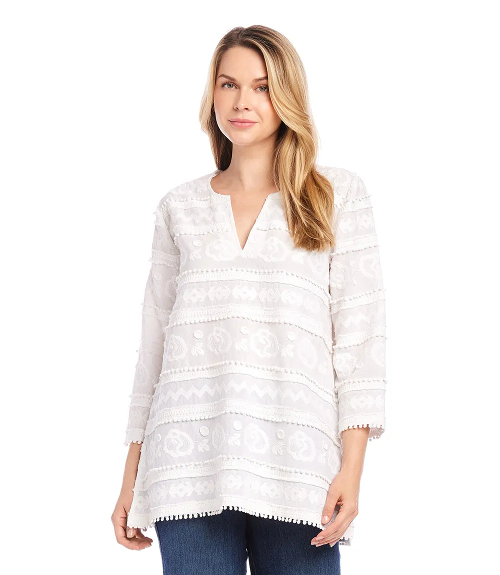 3/4 Sleeve Embroidered Tunic