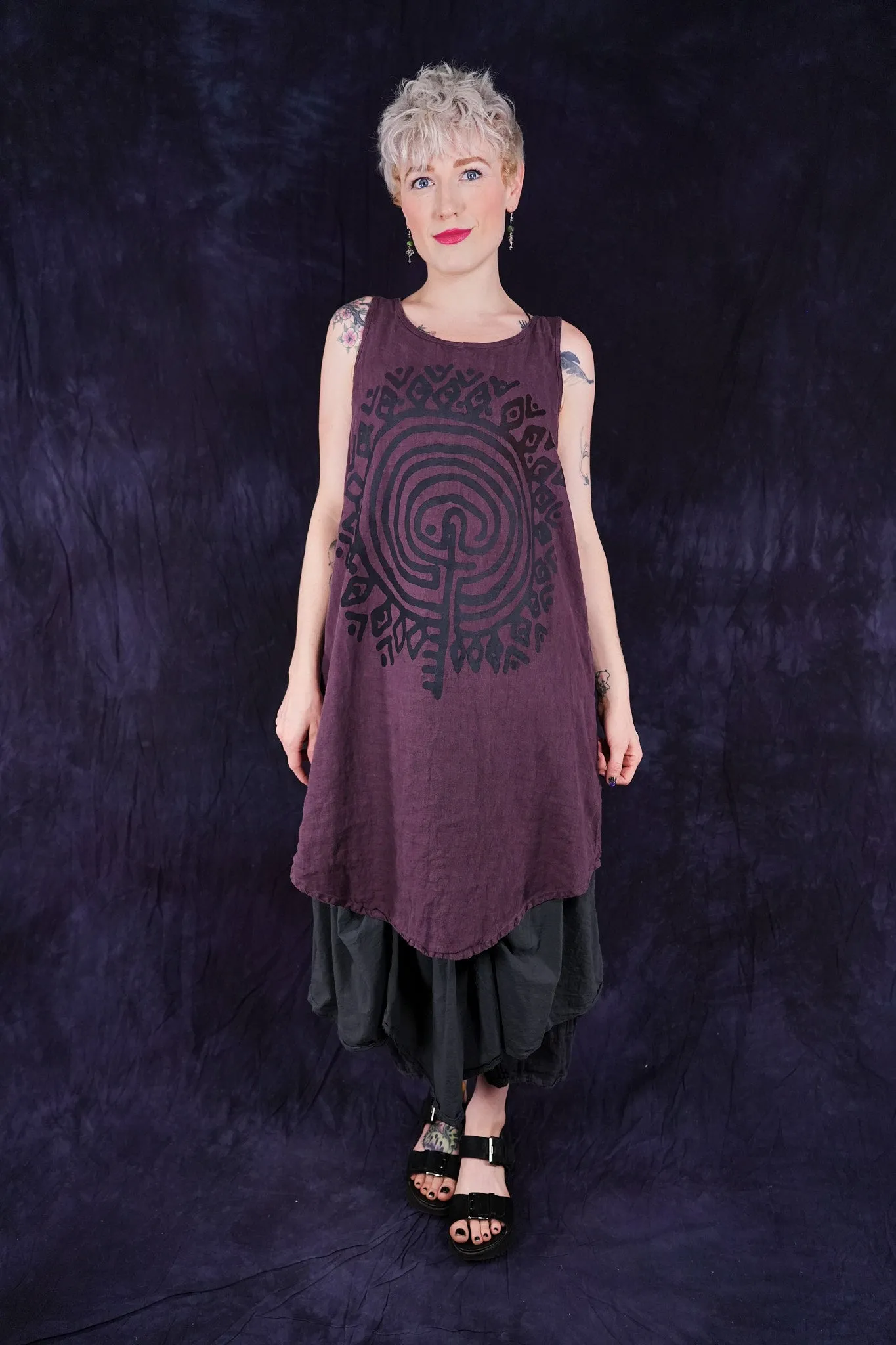 6220 Linen Scoop Hem Midlayer Fig-P