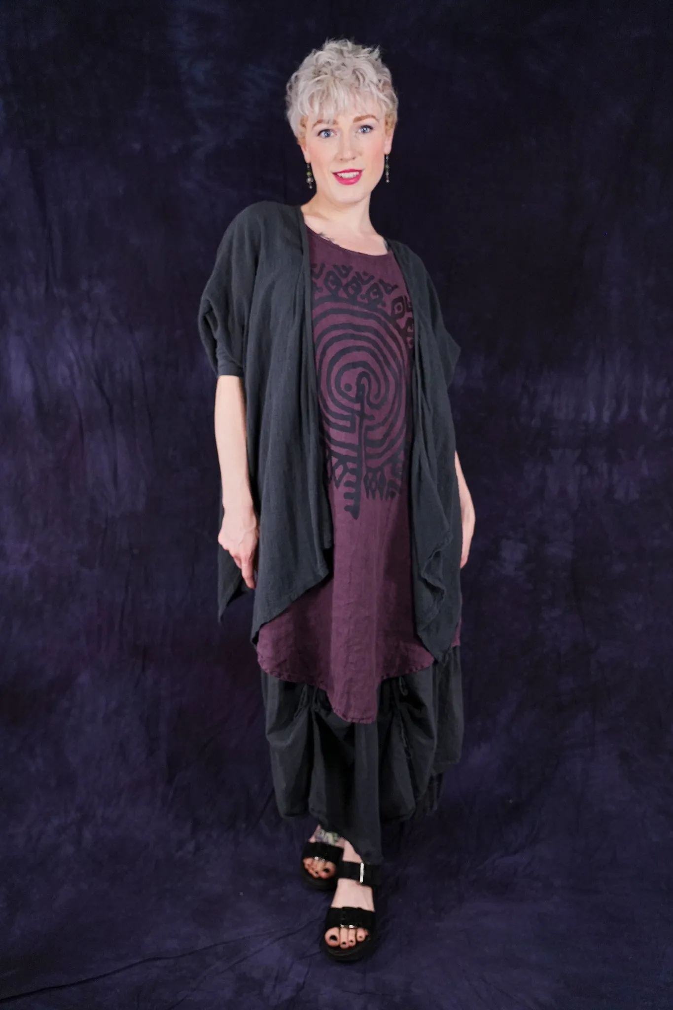 6220 Linen Scoop Hem Midlayer Fig-P