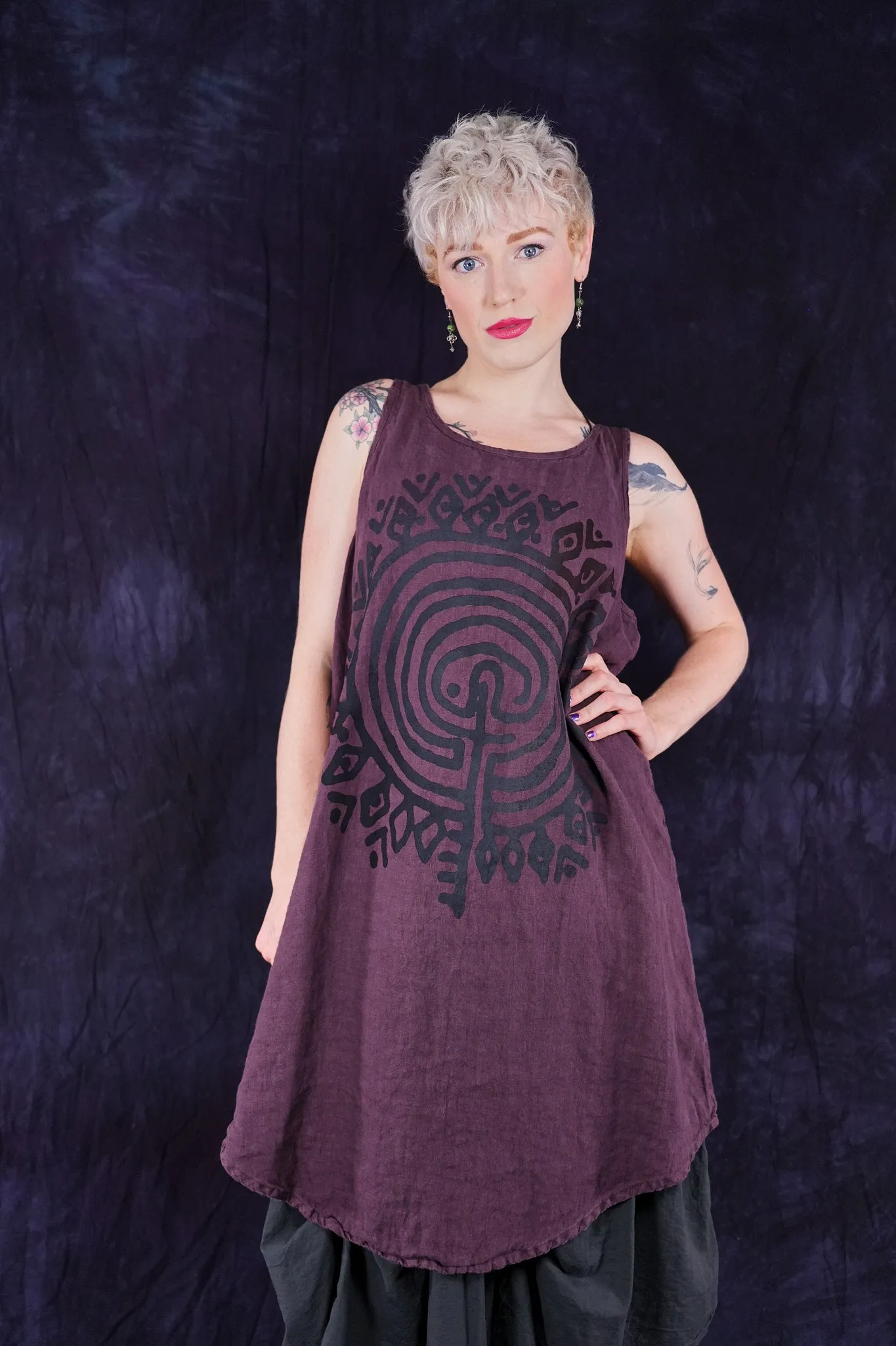 6220 Linen Scoop Hem Midlayer Fig-P