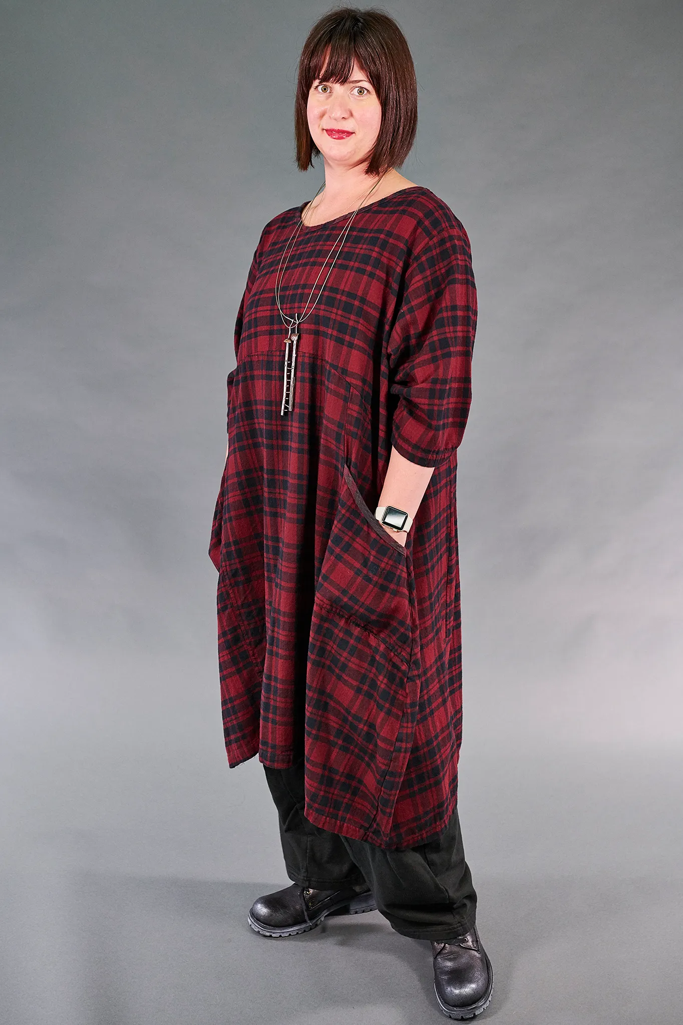 7114-Cabin Plaid Dress