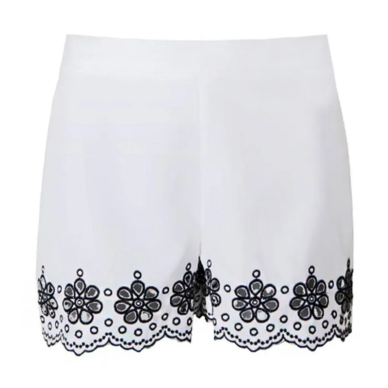 Alice White Embroidered High Waisted Shorts