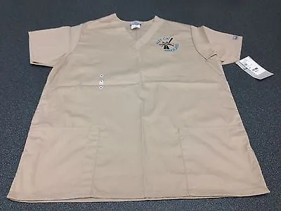 Alley Cat Advocates embroidered logo scrub tops, Sand Color