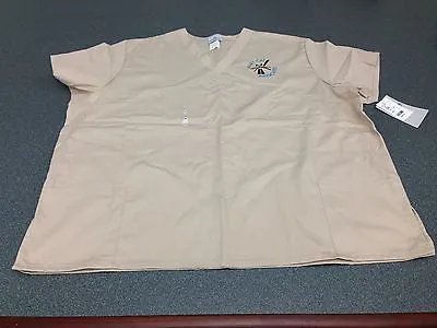 Alley Cat Advocates embroidered logo scrub tops, Sand Color