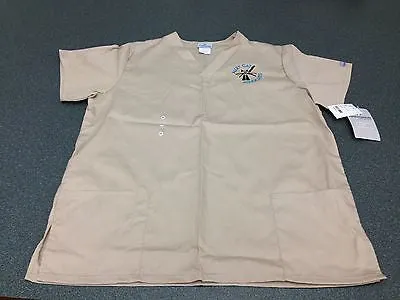 Alley Cat Advocates embroidered logo scrub tops, Sand Color