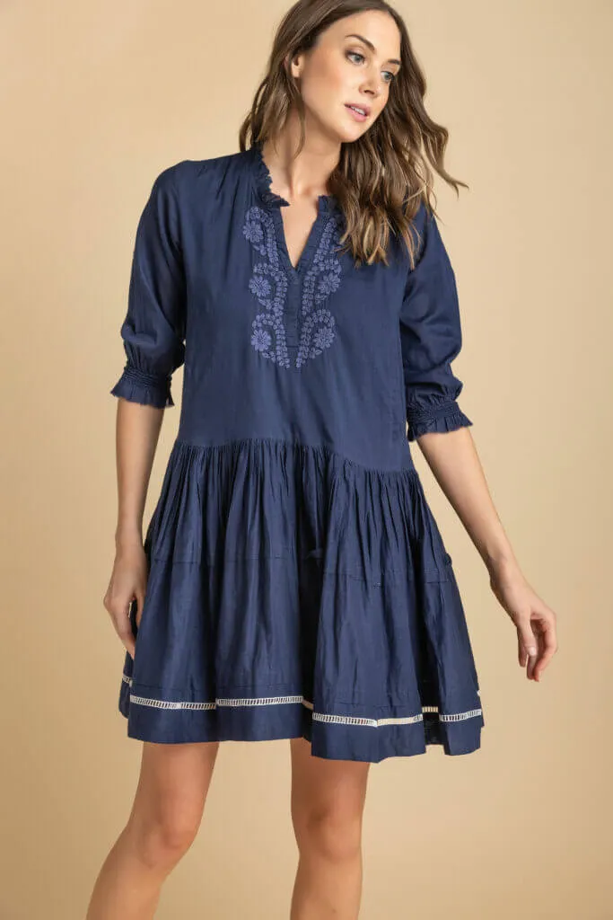 Amaya Chrissy Dress in Navy