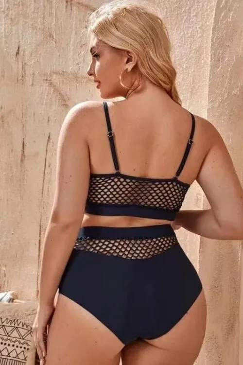 Amber High Waist Crochet Black Bikini