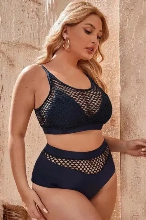 Amber High Waist Crochet Black Bikini