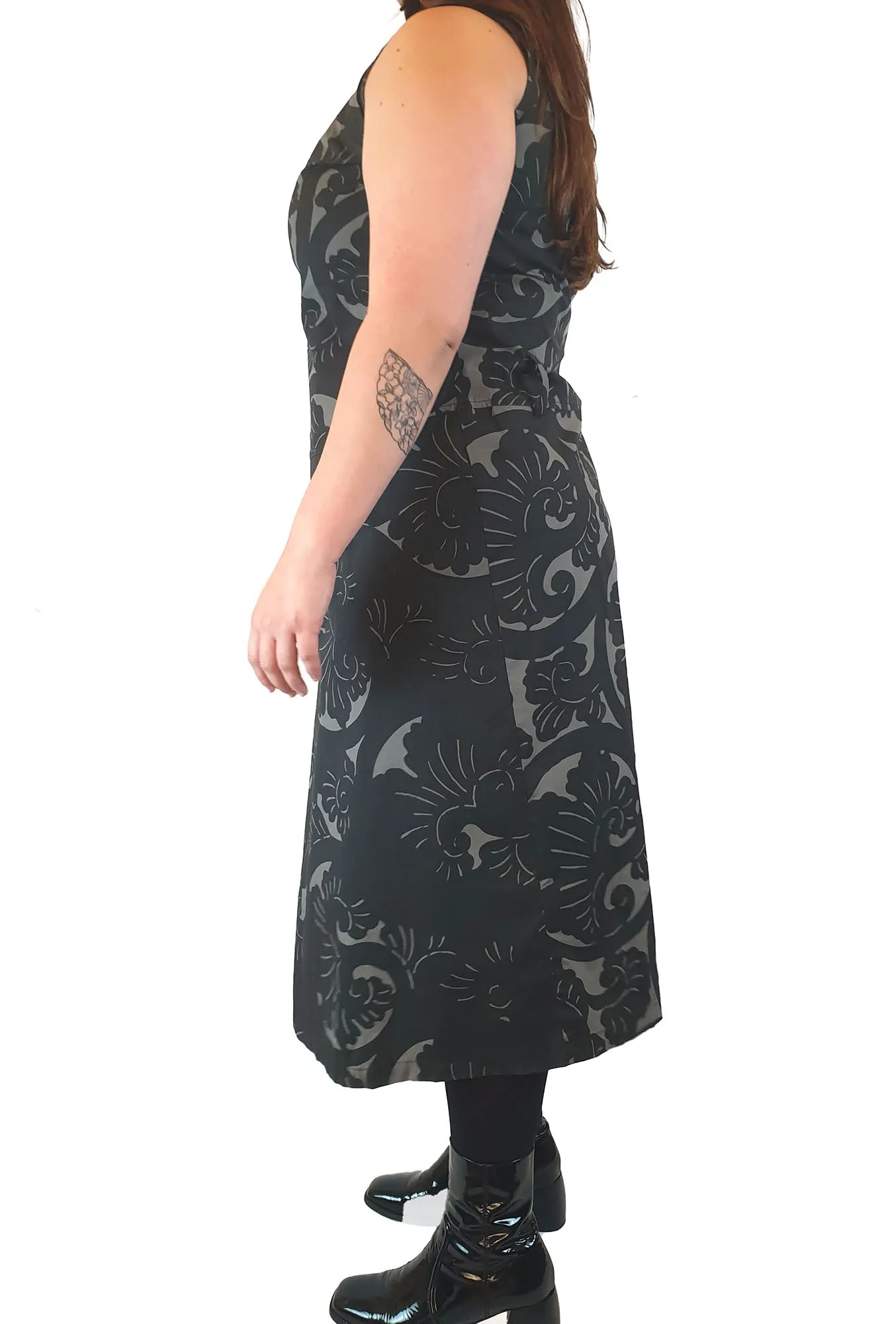 Ammo green and black print wrap dress size L