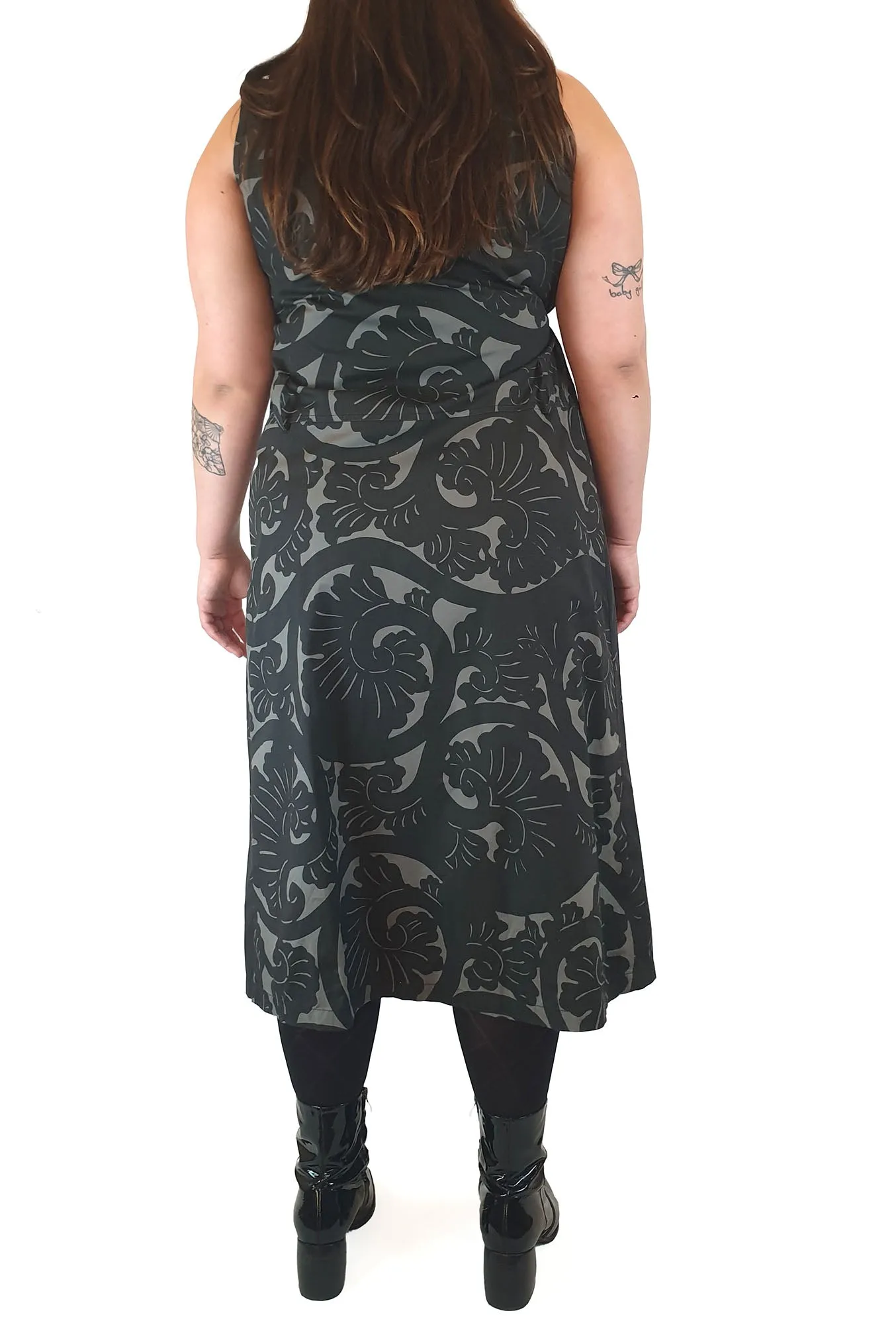 Ammo green and black print wrap dress size L