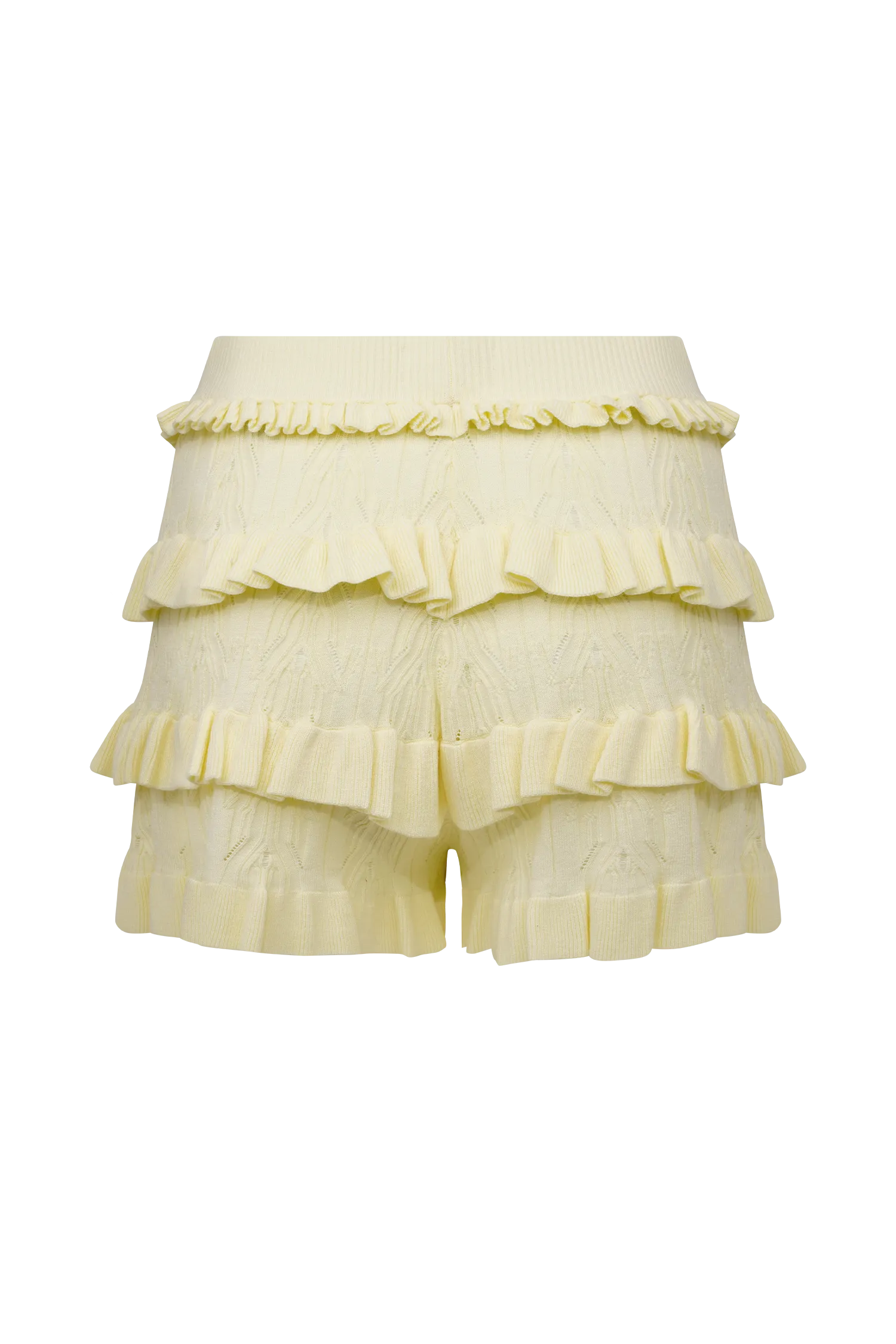 Amy Pointelle Knit Frill Bloomers - Lemon
