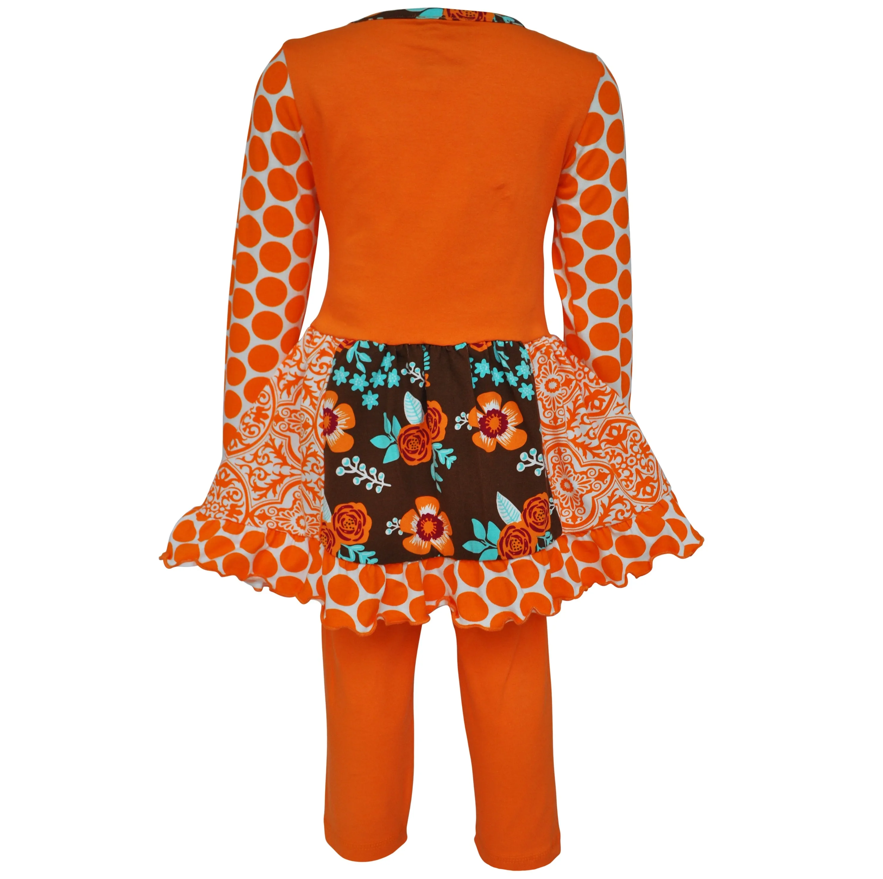 AnnLoren Big Little Girls Fall Foxy Floral Forest Friends Dress & Leggings