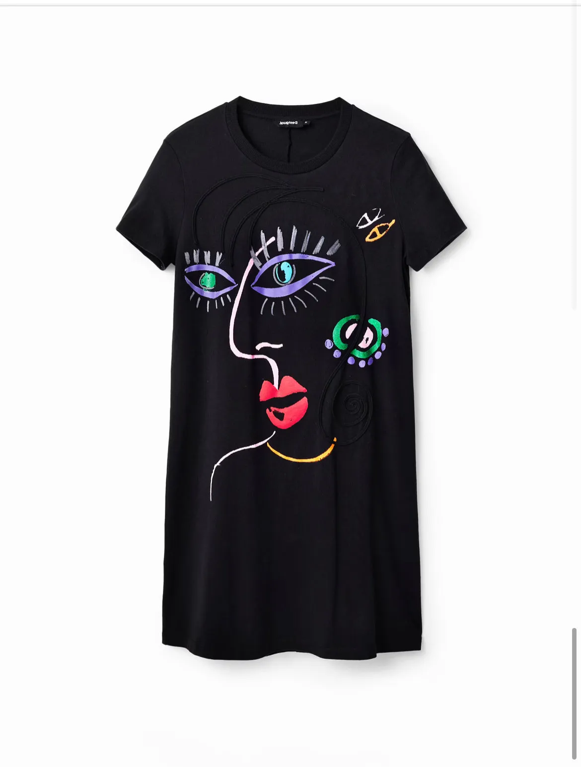 Arty face T-shirt dress women