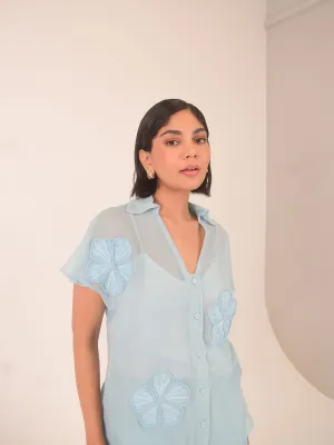 Aster Applique Cotton Net Shirt