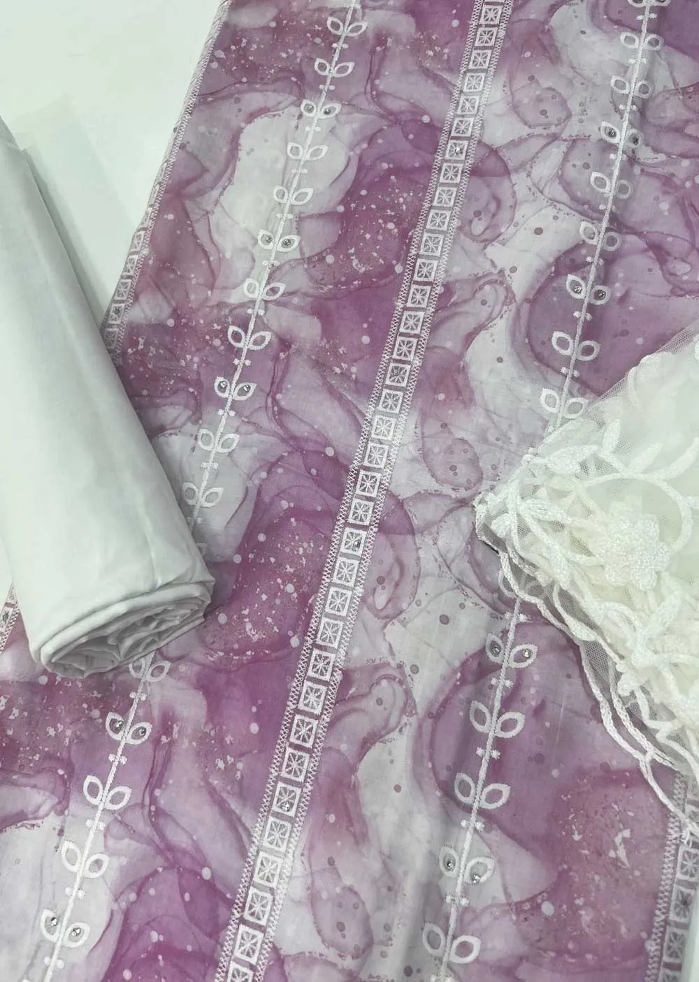 ATQ6806 - Unstitched Purple Cotton Suit