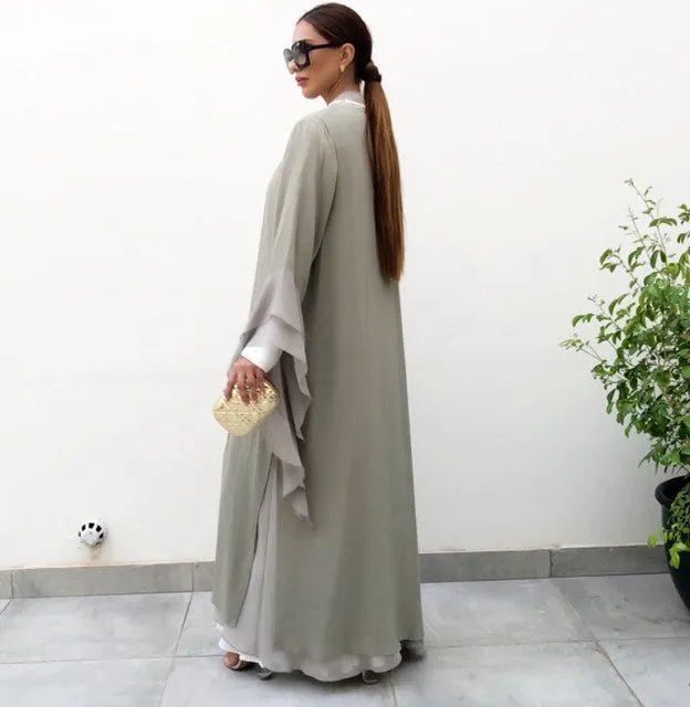 AW19 MONA KHAKI DOUBLE LAYER ABAYA