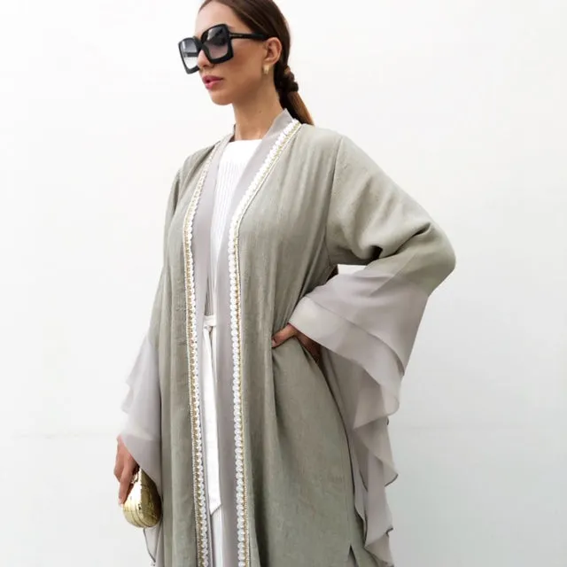 AW19 MONA KHAKI DOUBLE LAYER ABAYA