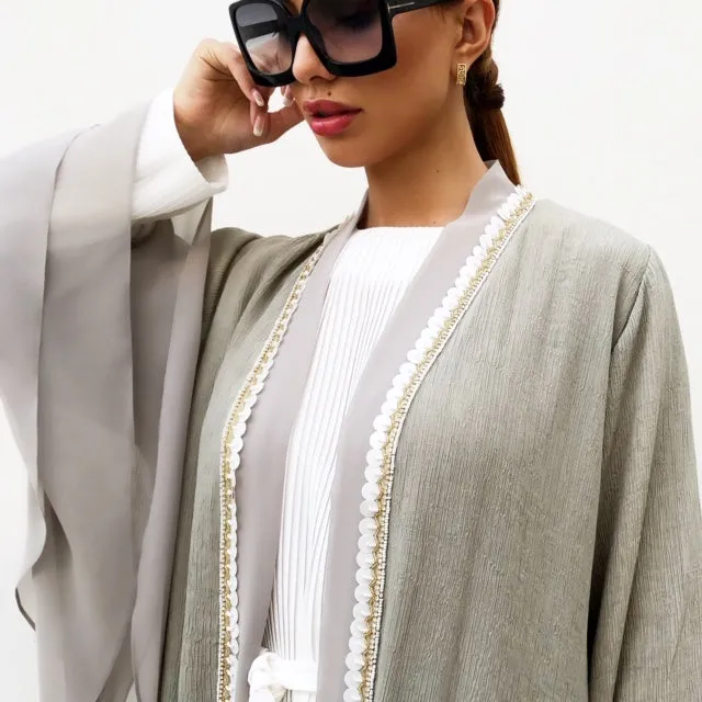 AW19 MONA KHAKI DOUBLE LAYER ABAYA