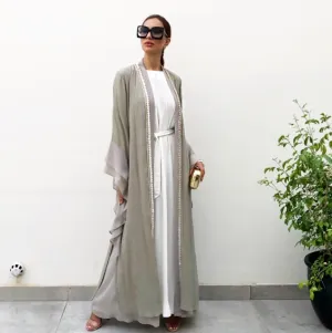 AW19 MONA KHAKI DOUBLE LAYER ABAYA