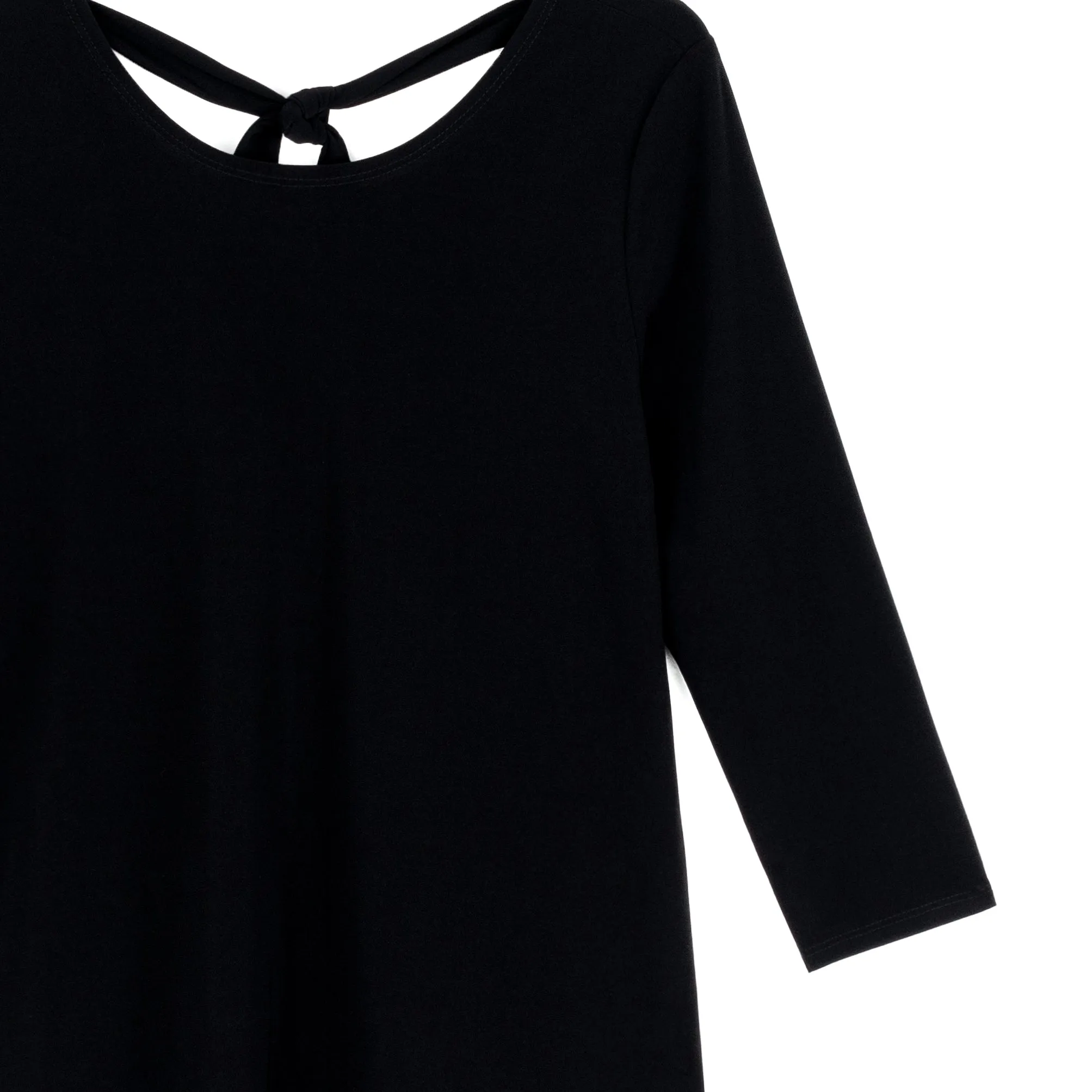 Back Tie Side Vent Tunic - Black