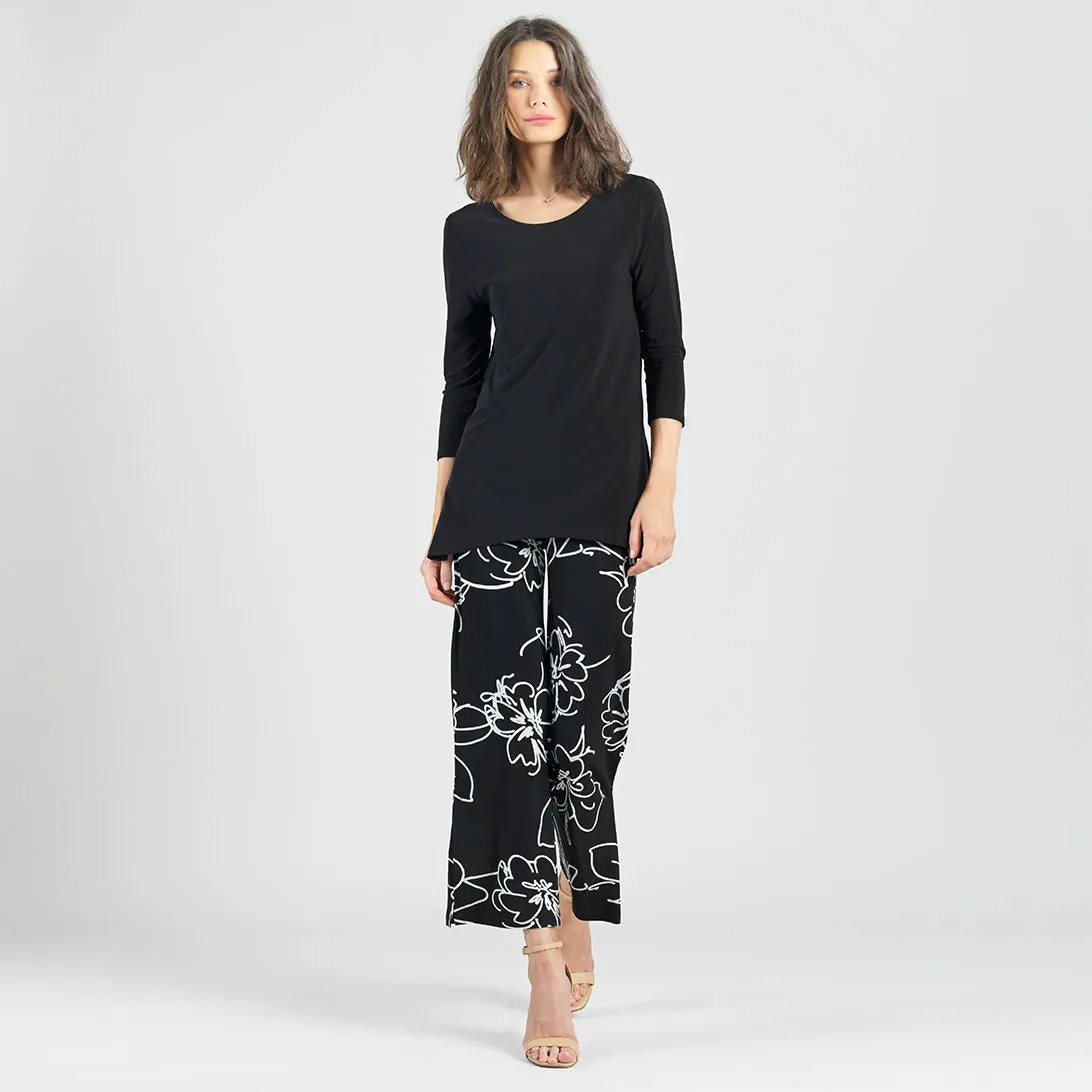 Back Tie Side Vent Tunic - Black