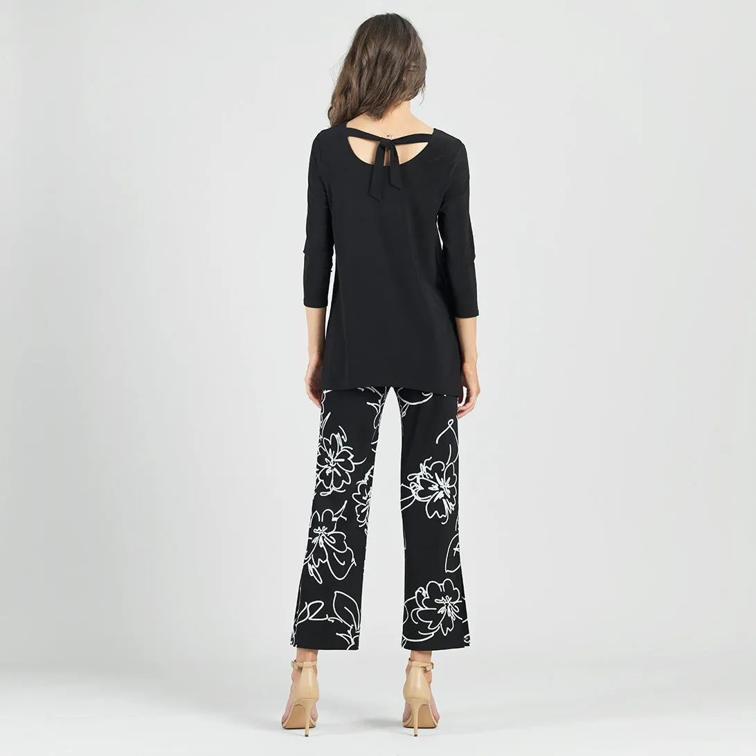 Back Tie Side Vent Tunic - Black