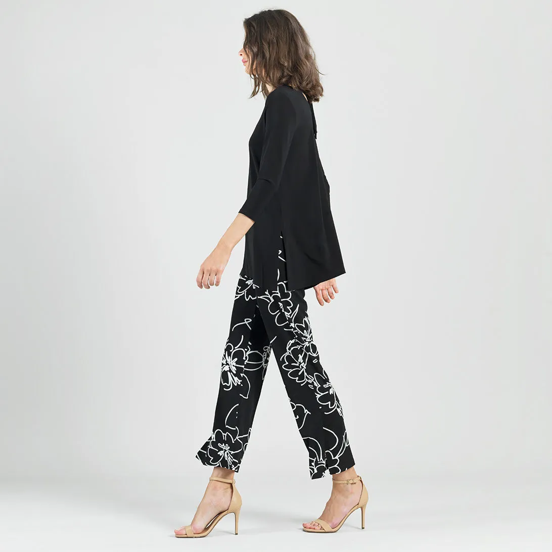 Back Tie Side Vent Tunic - Black