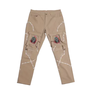 BARBED WIRE CARGO SKULL SKINNY DENIM