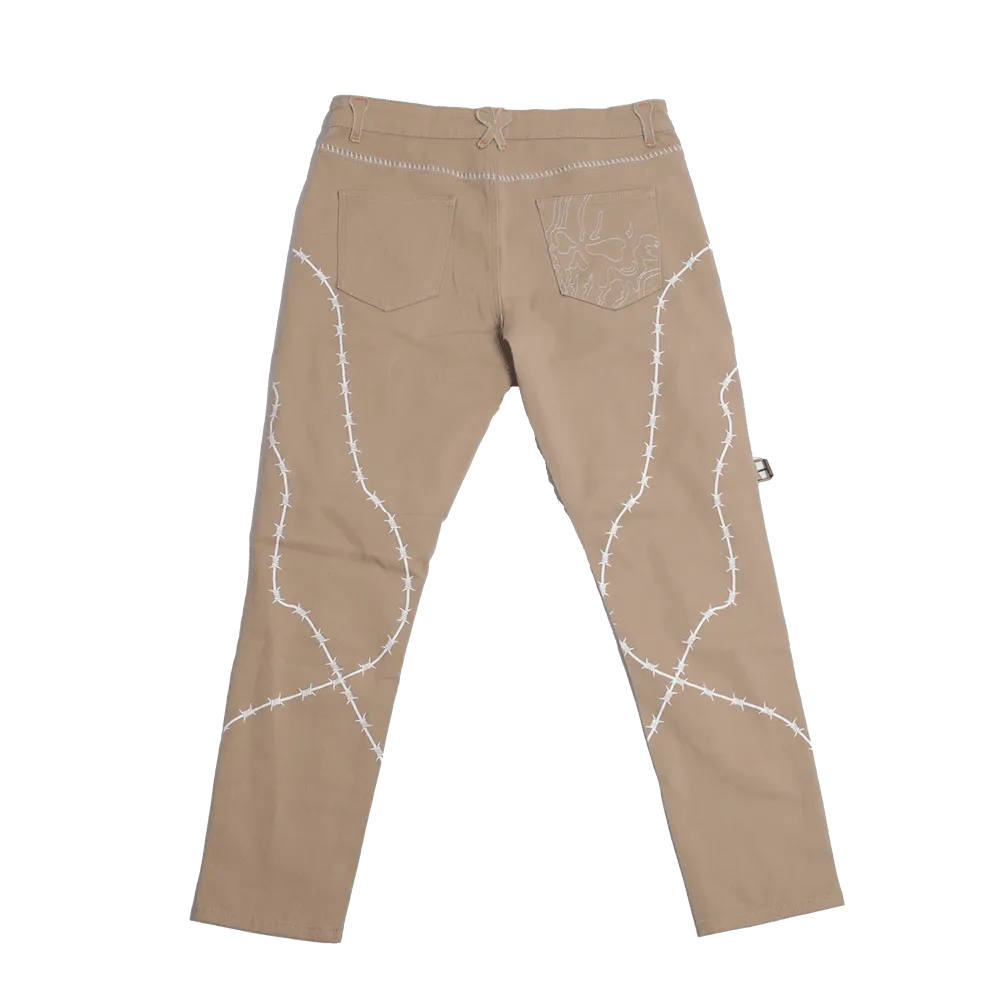 BARBED WIRE CARGO SKULL SKINNY DENIM