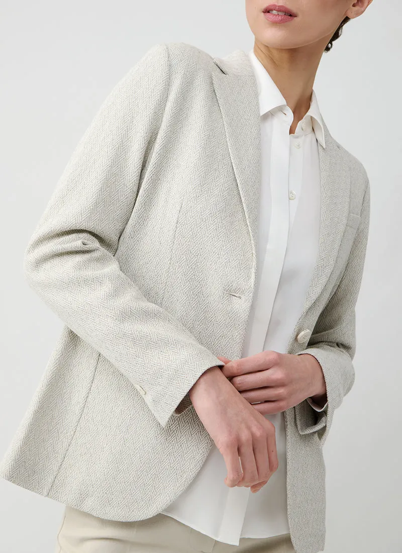 Basketweave 1 Button Long Blazer