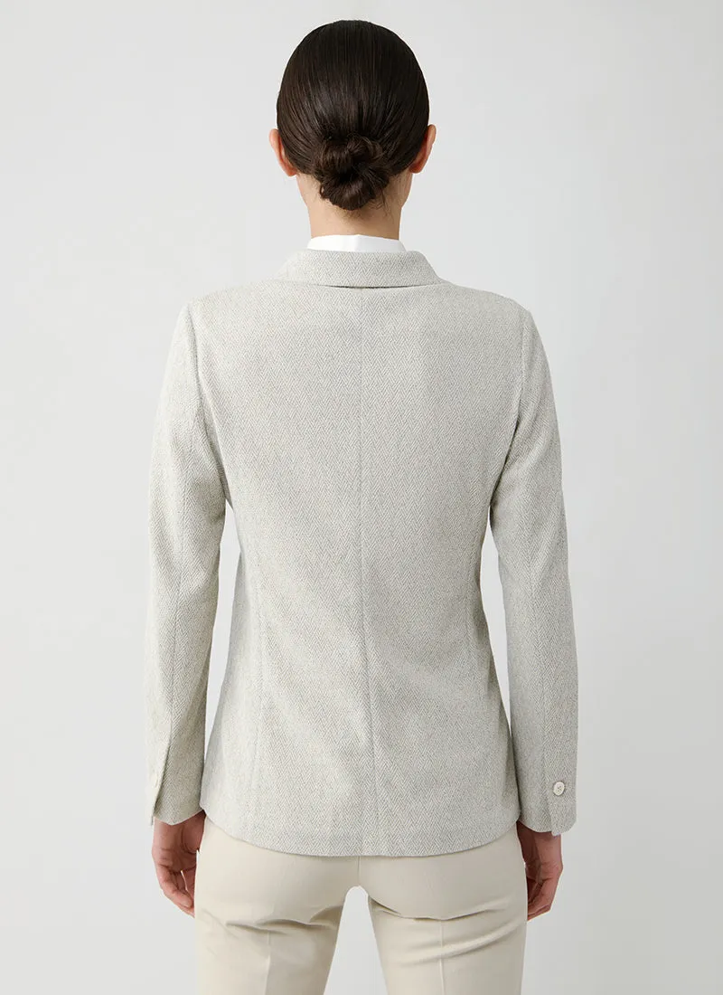 Basketweave 1 Button Long Blazer